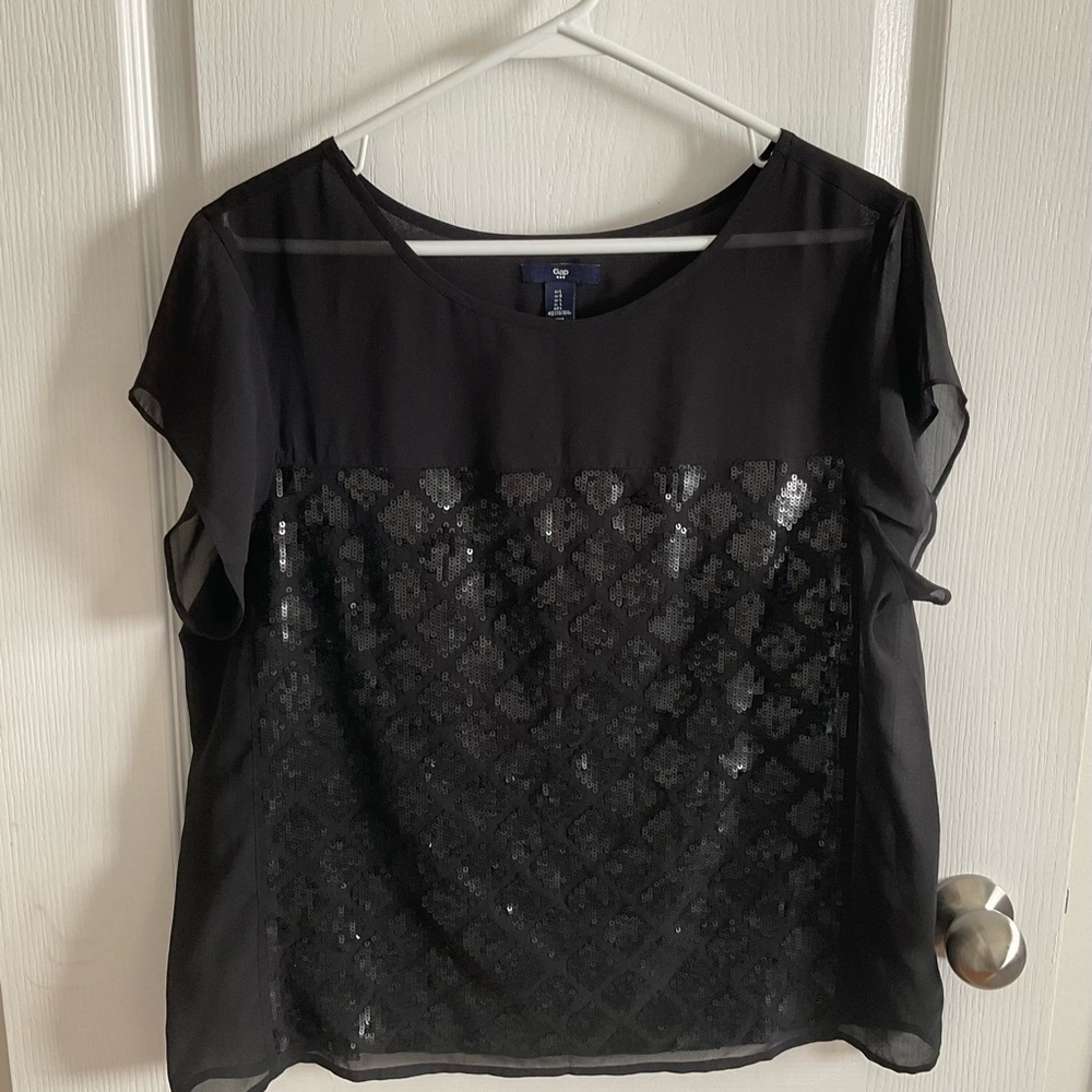GAP sheer beaded blouse - size large.